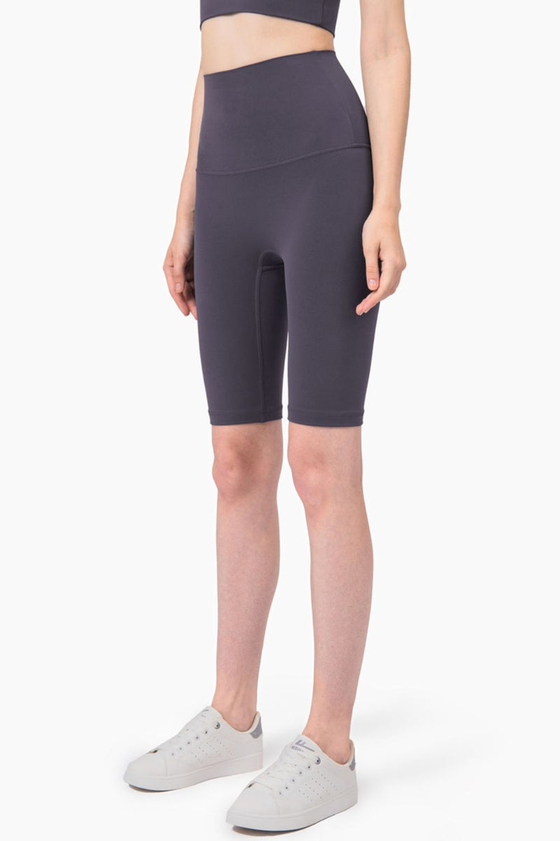 Breathable High-Rise Wide Waistband Biker Shorts - Maison Yoga