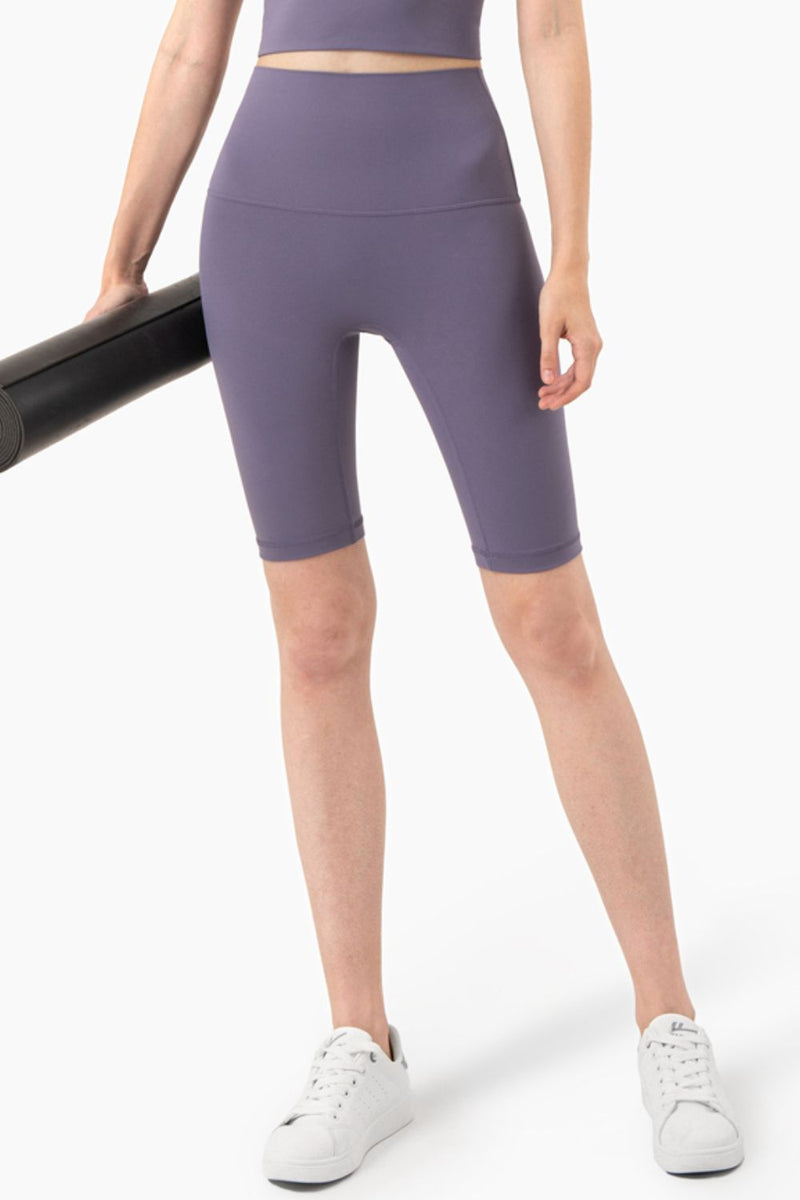 Breathable High-Rise Wide Waistband Biker Shorts - Maison Yoga