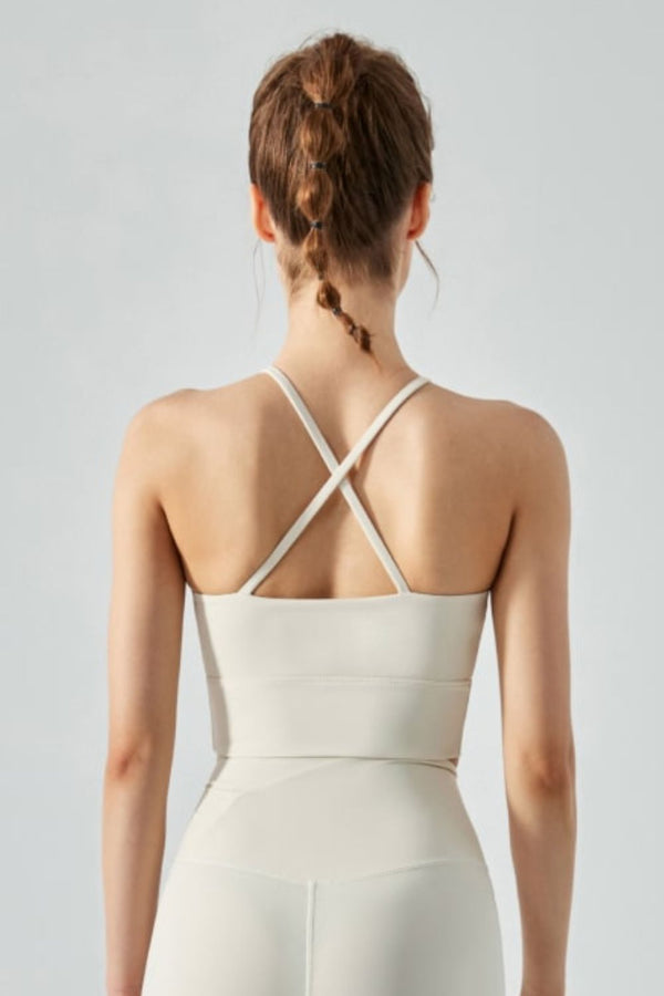 Crisscross Gathered Detail Cropped Sports Cami - Maison Yoga