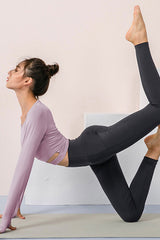 Crisscross Raglan Sleeve Cropped Yoga Top - Maison Yoga