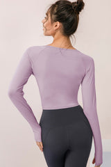 Crisscross Raglan Sleeve Cropped Yoga Top - Maison Yoga