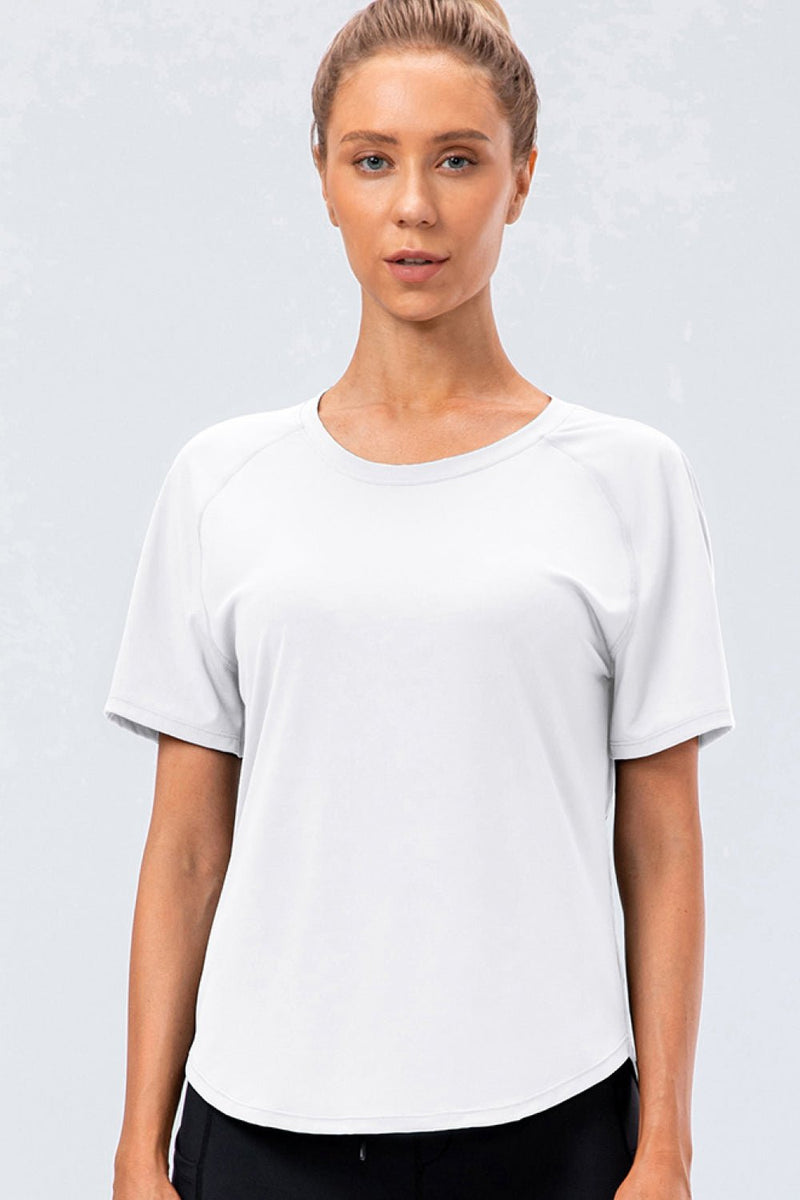 Curved Hem Raglan Sleeve Athletic T-Shirt - Maison Yoga