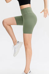Elastic Waistband Exposed Seam Biker Shorts - Maison Yoga