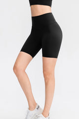 Elastic Waistband Exposed Seam Biker Shorts - Maison Yoga