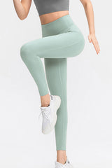 High Waist Ankle-Length Sports Leggings with Pockets - Maison Yoga