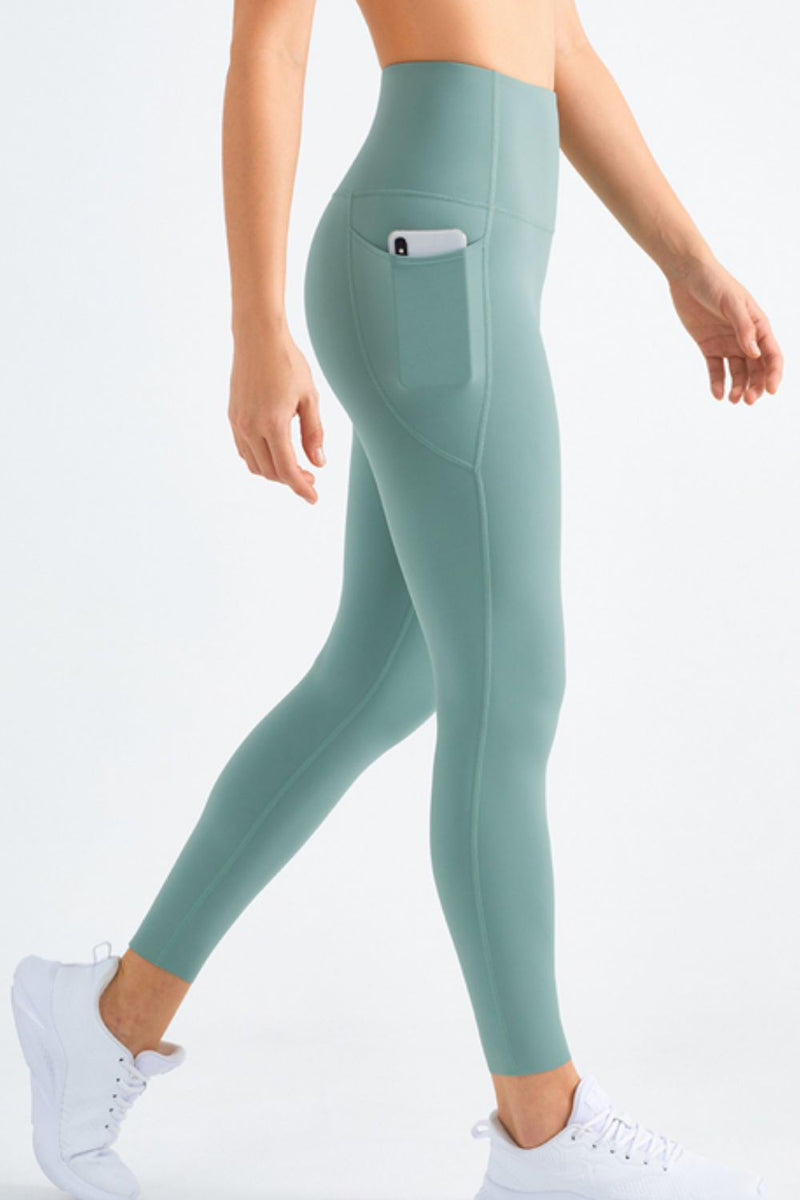 Highly Stretchy Elastic Waistband Pocket Yoga Leggings - Maison Yoga