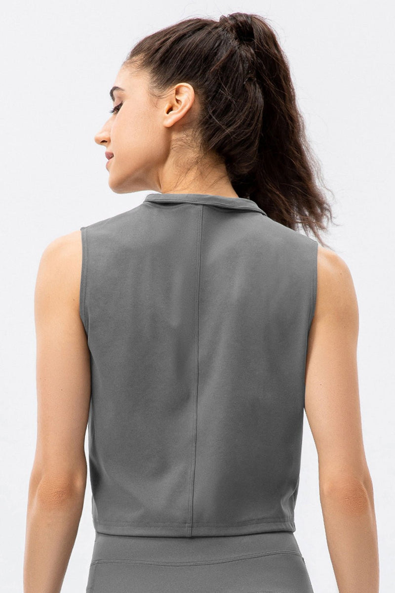 Highly Stretchy Zip Up Sports Vest with Breast Pockets - Maison Yoga