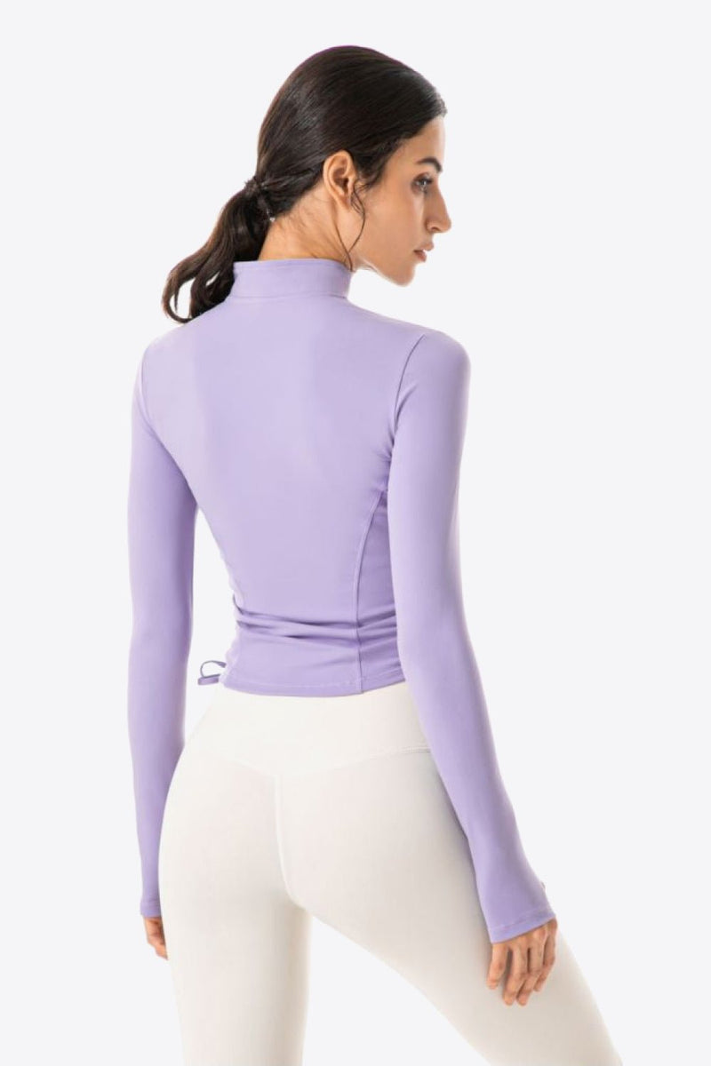 Side Drawstring Zip-Up Sports Jacket - Maison Yoga