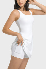 Square Neck Sports Tank Dress with Full Coverage Bottoms - Maison Yoga