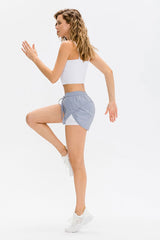 Two-Tone Drawstring Waist Faux Layered Athletic Shorts - Maison Yoga
