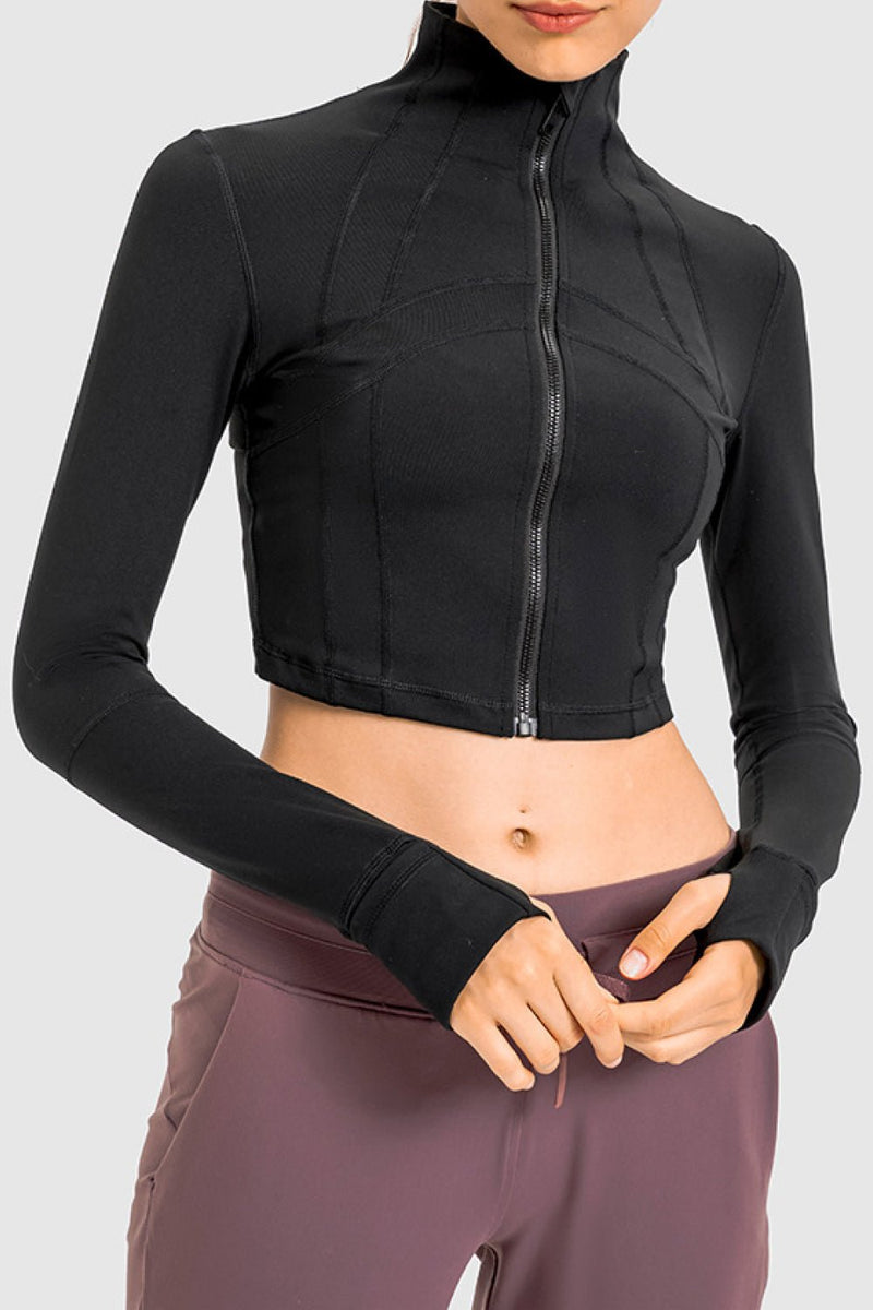 Zip Front Cropped Sports Jacket - Maison Yoga