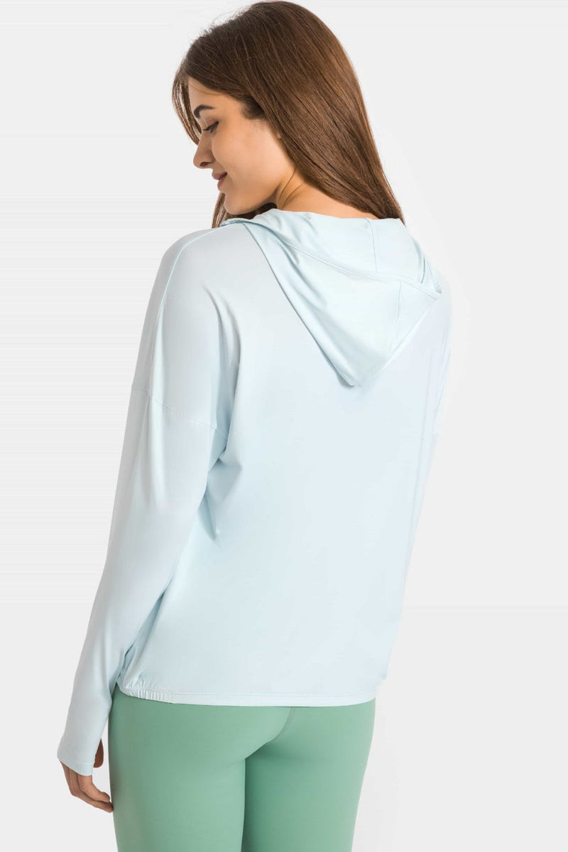Zip Up Dropped Shoulder Hooded Sports Jacket - Maison Yoga