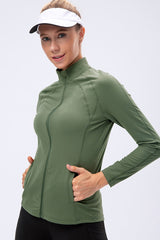 Zip Up Exposed Seam Top with Pockets - Maison Yoga