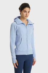 Zip Up Seam Detail Hooded Sports Jacket - Maison Yoga