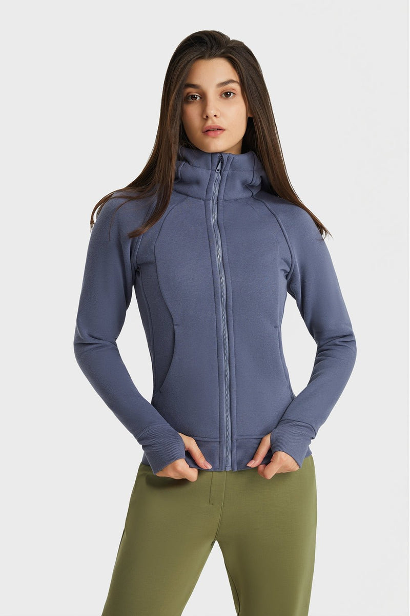 Zip Up Seam Detail Hooded Sports Jacket - Maison Yoga